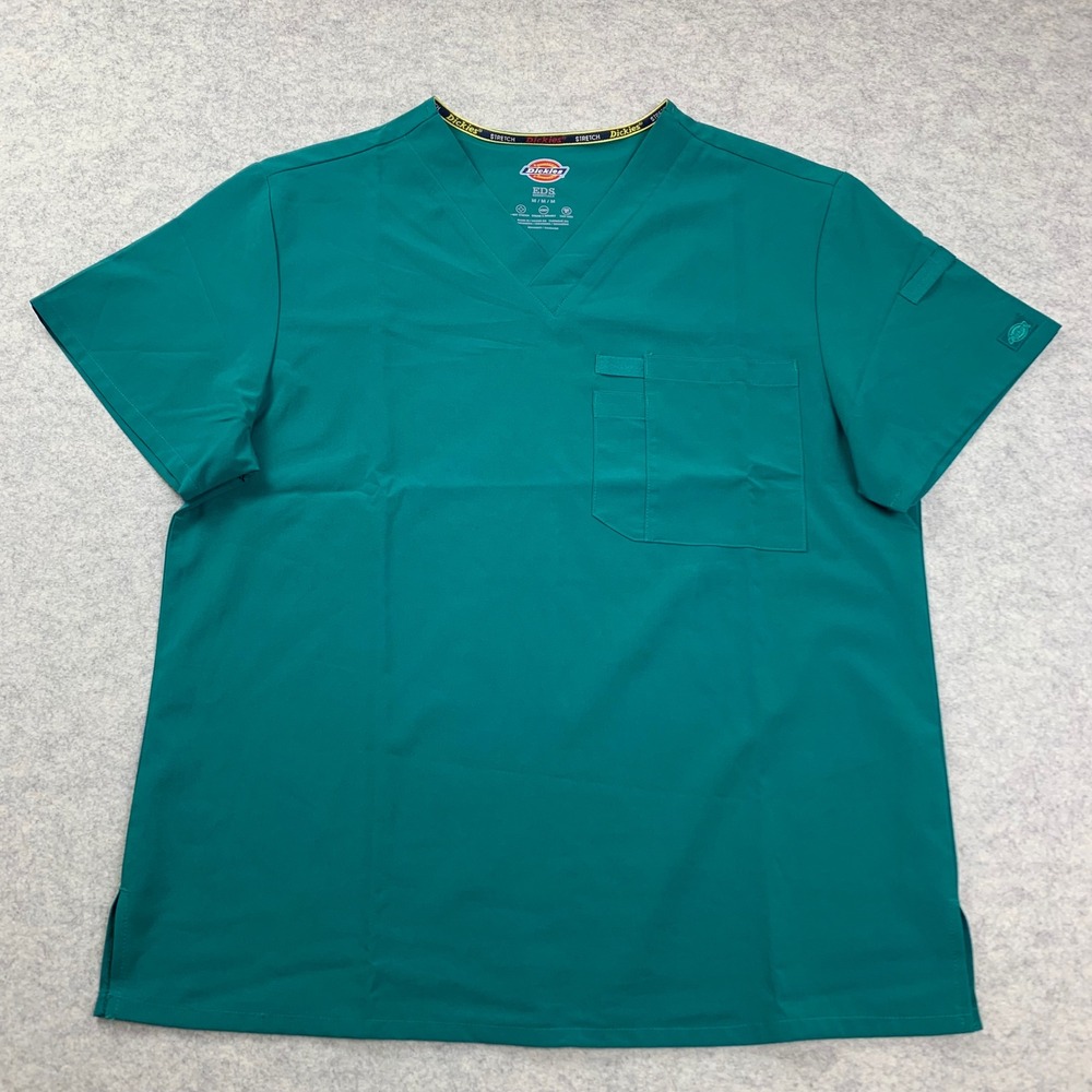Dickies EDS Essentials Scrub Top‎ Mens Medium Green V-Neck Medical Uniform DK635
